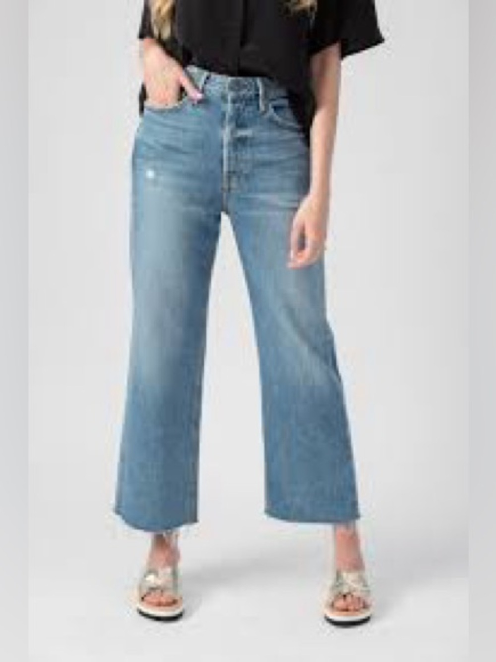GRLFRND Light Blue High-Rise Wide-Leg Jeans